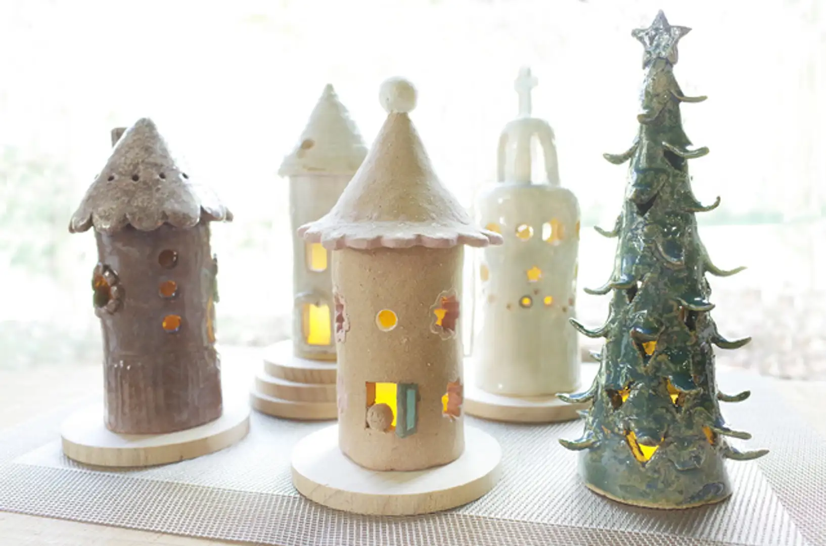 クリスマス限定 陶芸手びねり「陶器のおうちランプ/ツリーライト