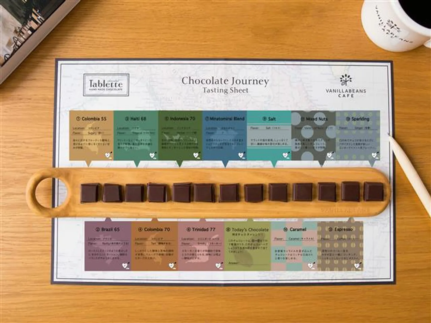 クラフトチョコレートが食べ比べできる「チョコレートジャーニー」。カカオ豆の仕入れ状況により変更あり