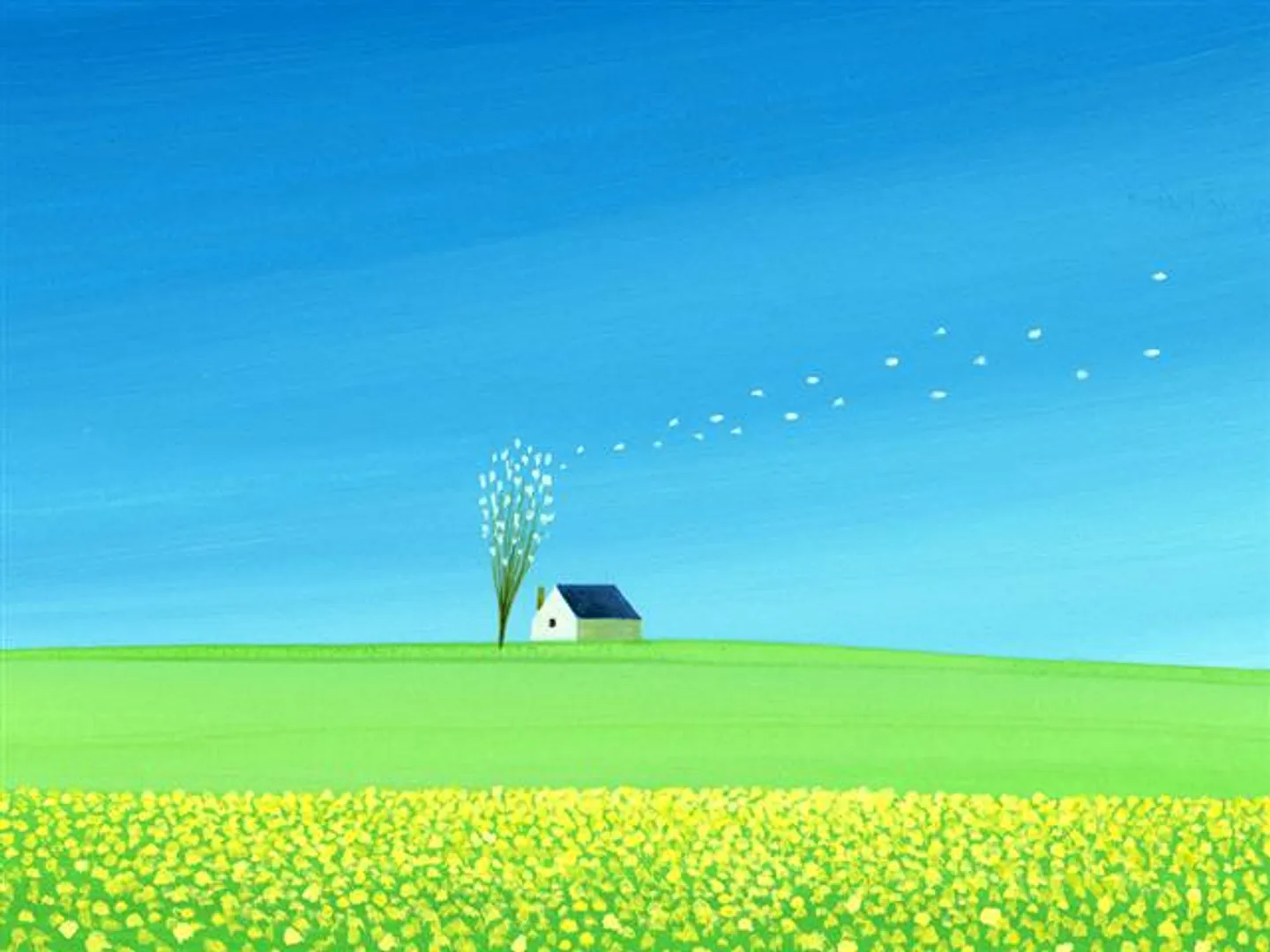 「春の風」水彩画