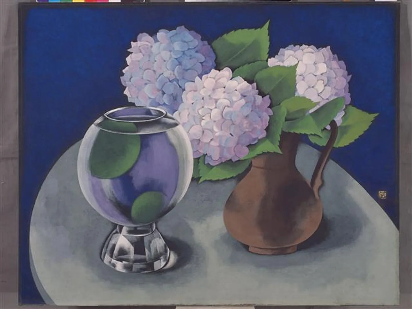 山口蓬春《まり藻と花》昭和30年(1955)山口蓬春記念館蔵