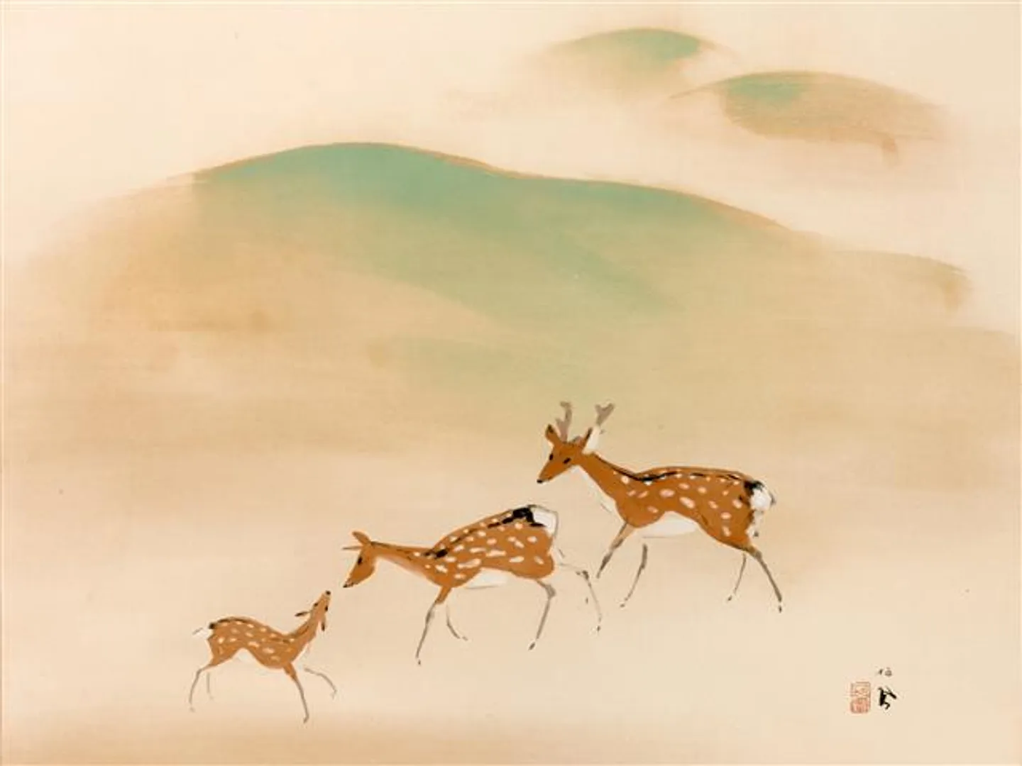 竹内栖鳳『遊鹿』