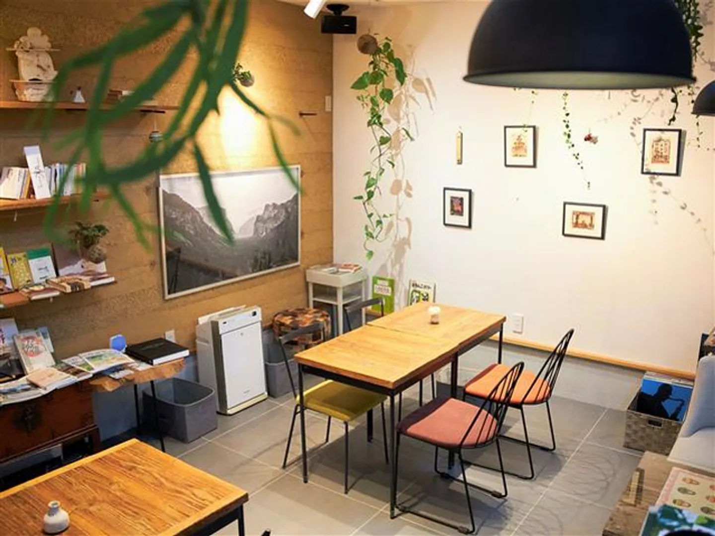 アートと本に包まれたくつろぎの空間