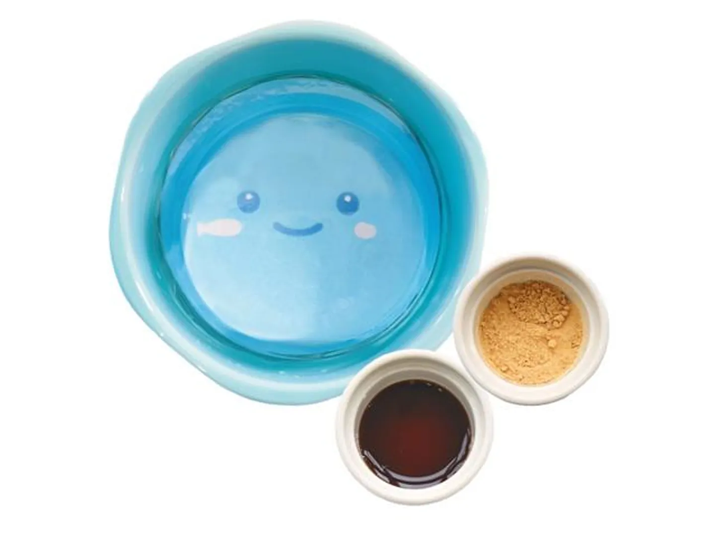 あわたんがぷるぷる揺れる「ぷるるん水わらびもち～黒みつときなこ～」