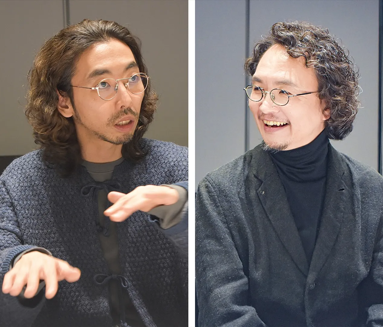 インタビューに応じる長塚さん（右）と柄本さん