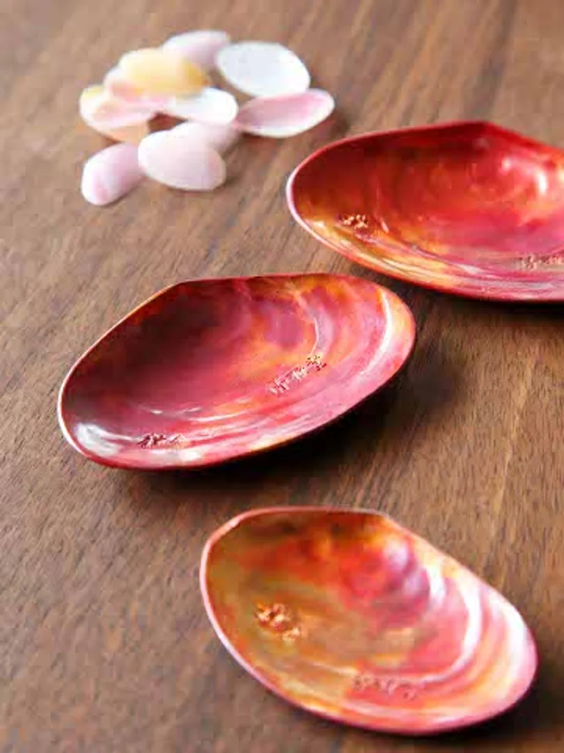 銅 茶箕 さくら貝形