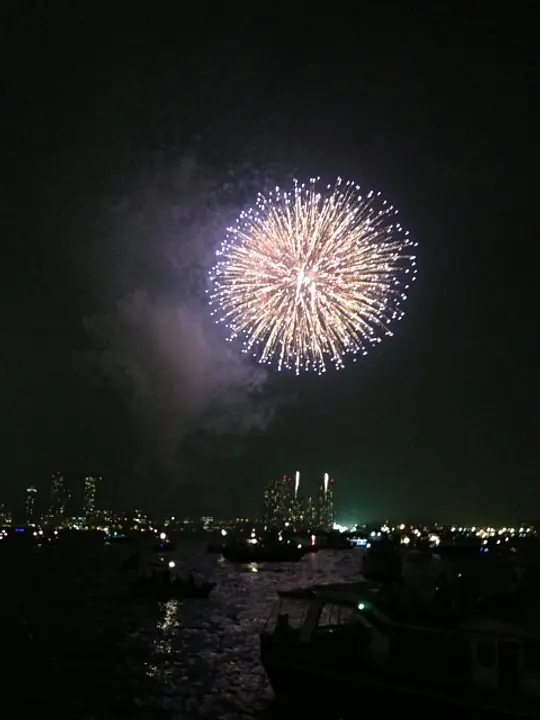 夜空に大輪の花を咲かせる迫力満点の花火