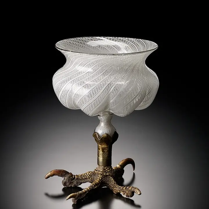 レース・グラス鷲爪脚ゴブレット（17世紀初　ヴェネチア）