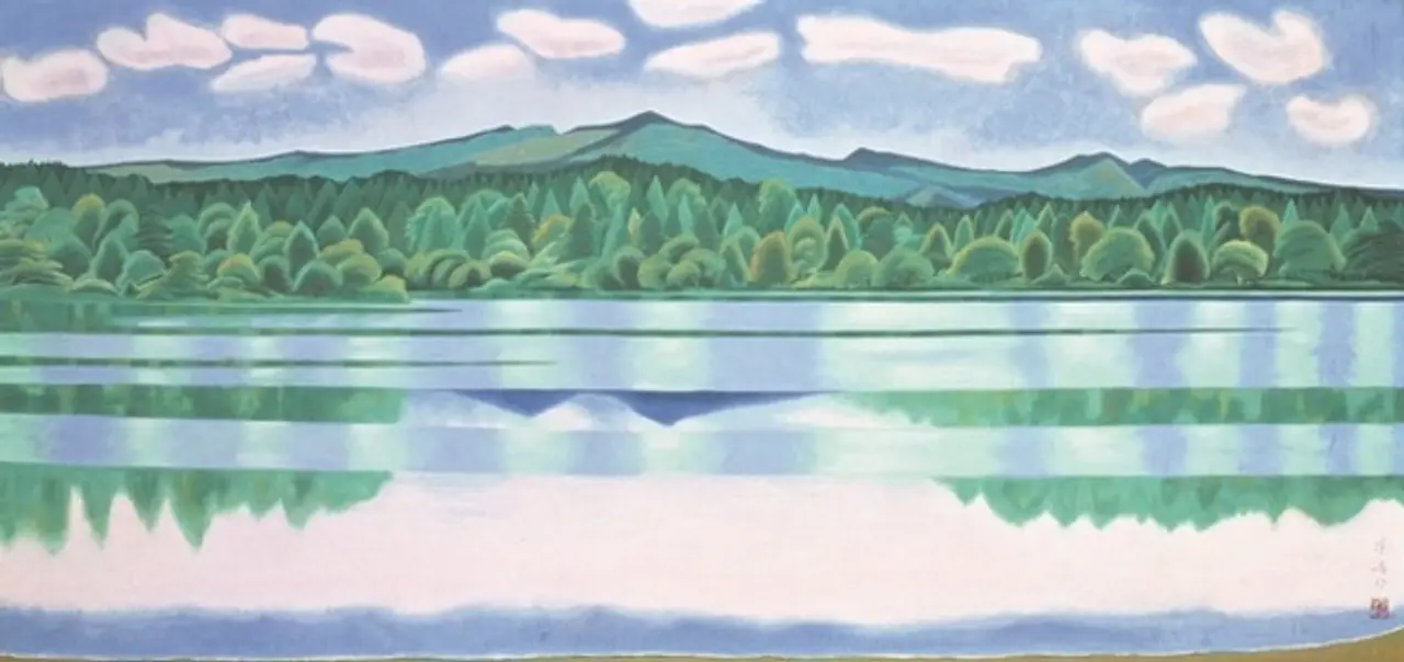 山口蓬春《山湖》昭和22年（1947）、第3回日展松岡美術館蔵