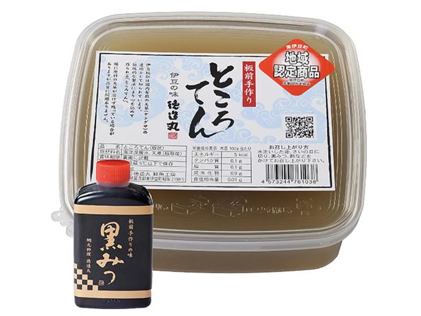 太くて上質な伊豆産天草100％使用、弾力の強い「ところてん」。水も伊豆海洋深層水100％