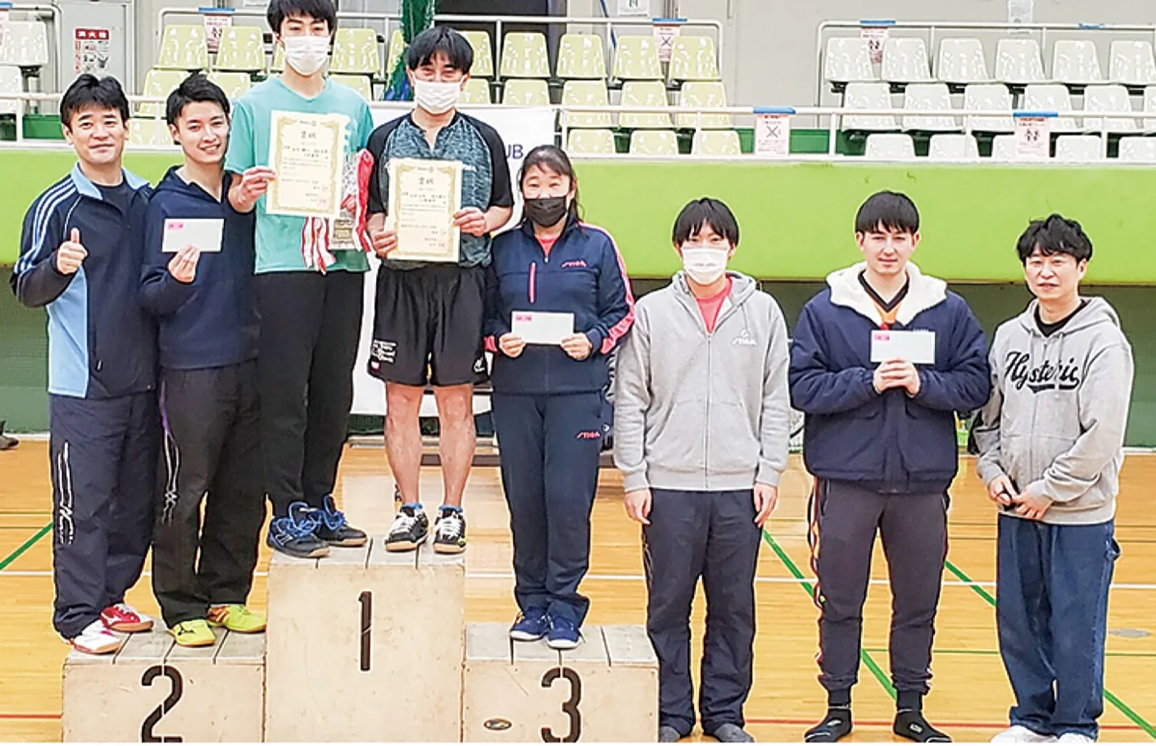 表彰台に立った優勝者ら＝横浜中ＲＣ提供