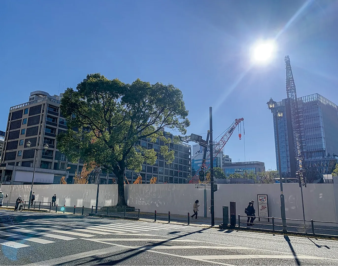 工事が進む旧市庁舎街区