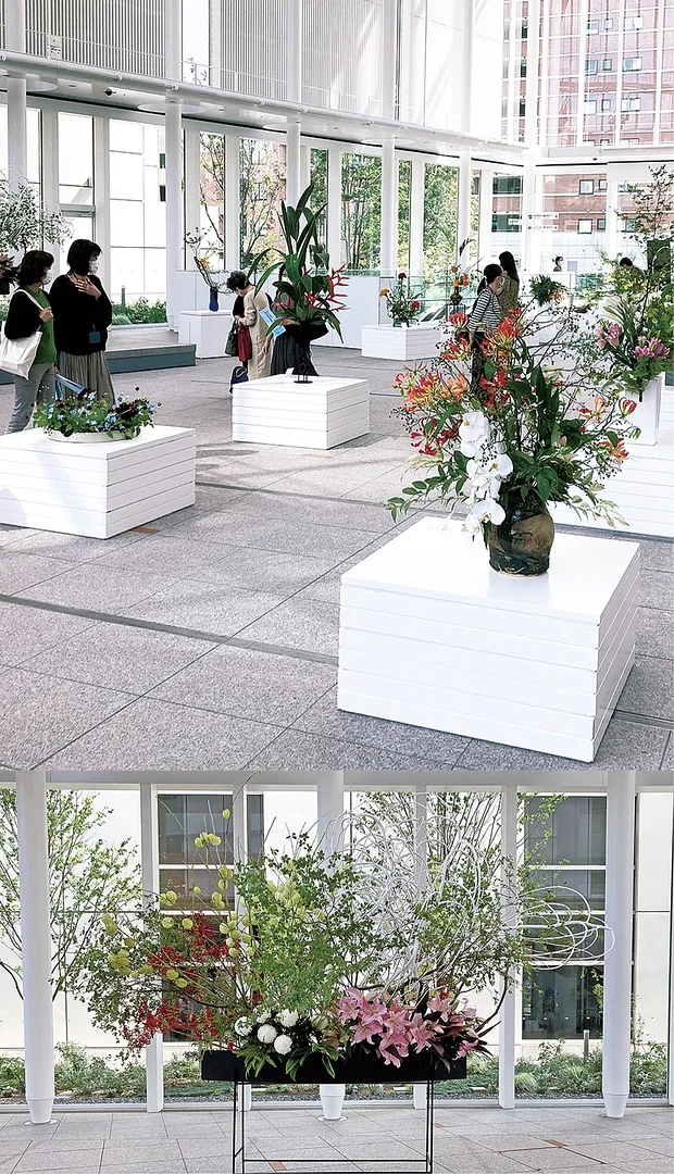 異なる流派の作品が集う新進作家展。大小、色彩豊かな作品が並んだ